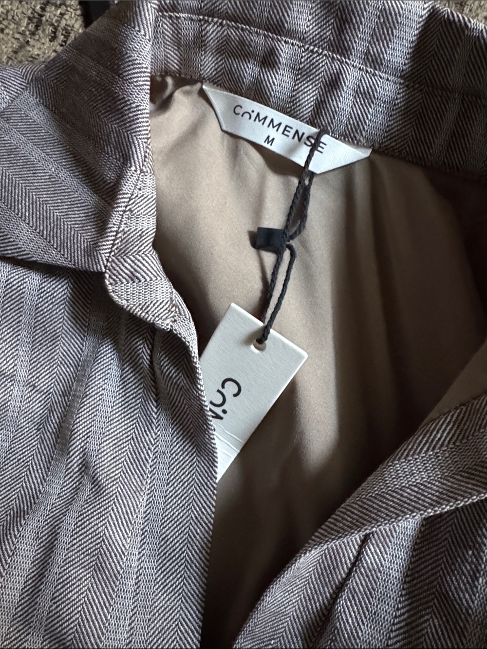Commense Linen Blend Cropped Blouse with Cross Wrap Detail - Picture 2 of 4